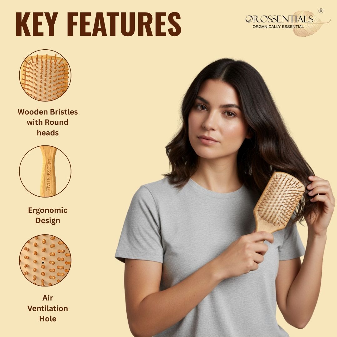 Rectangle Wooden Hair Brush Big Size [ORO-011]