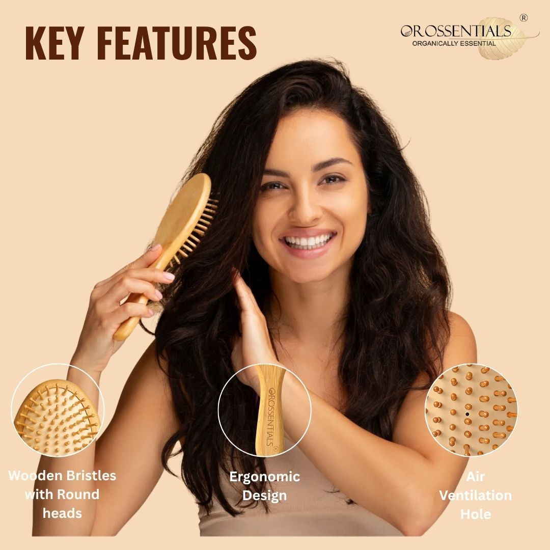 OROSSENTIALS Wooden Oval Hair Brush Big (ORO-013)