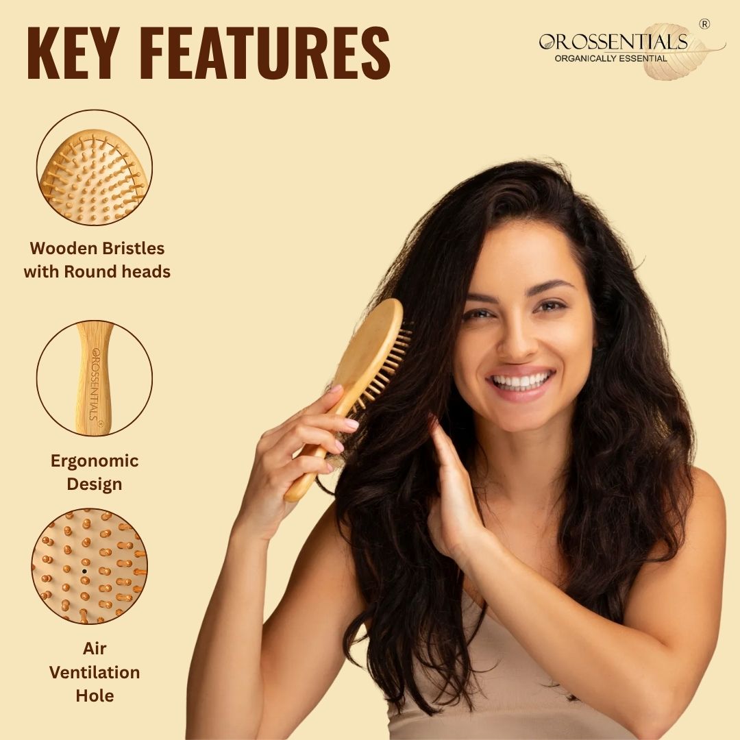 OROSSENTIALS Wooden Oval Hair Brush Small (ORO-014)