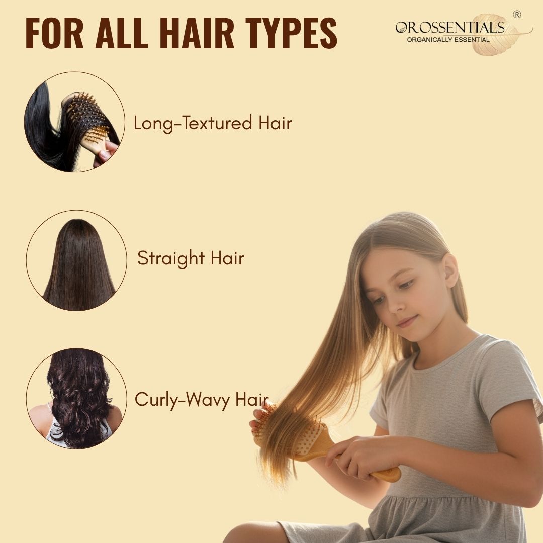 Rectangle Wooden Hair Brush Big Size [ORO-011]