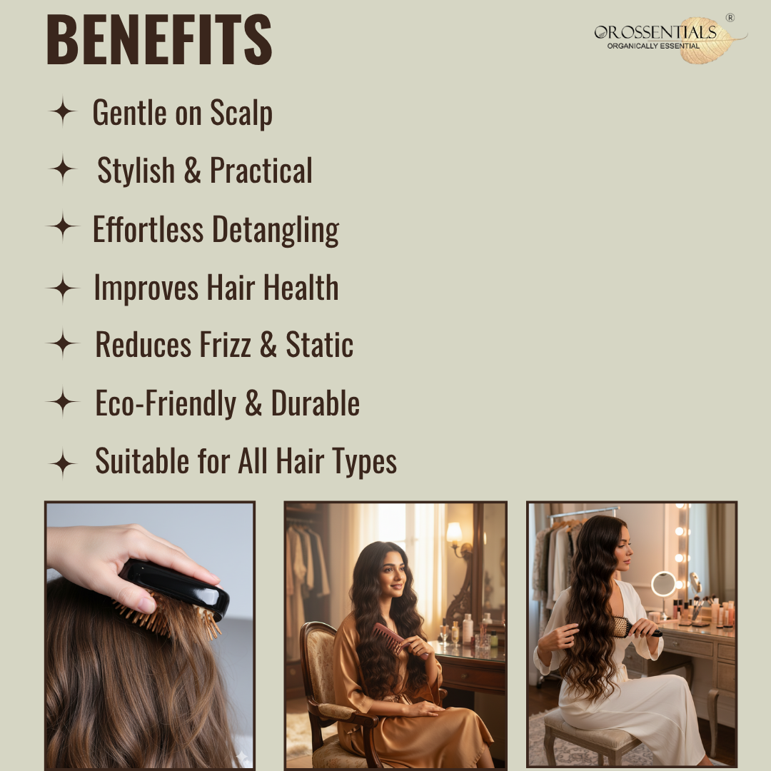 Hair Grooming Set | 1 Sandalwood Comb | 1 Palm Tangle Hair Brush | 1 Dark Pemium Hair Brush | Hair Styling Kit – 3-Piece Set for Effortless Grooming & Styling