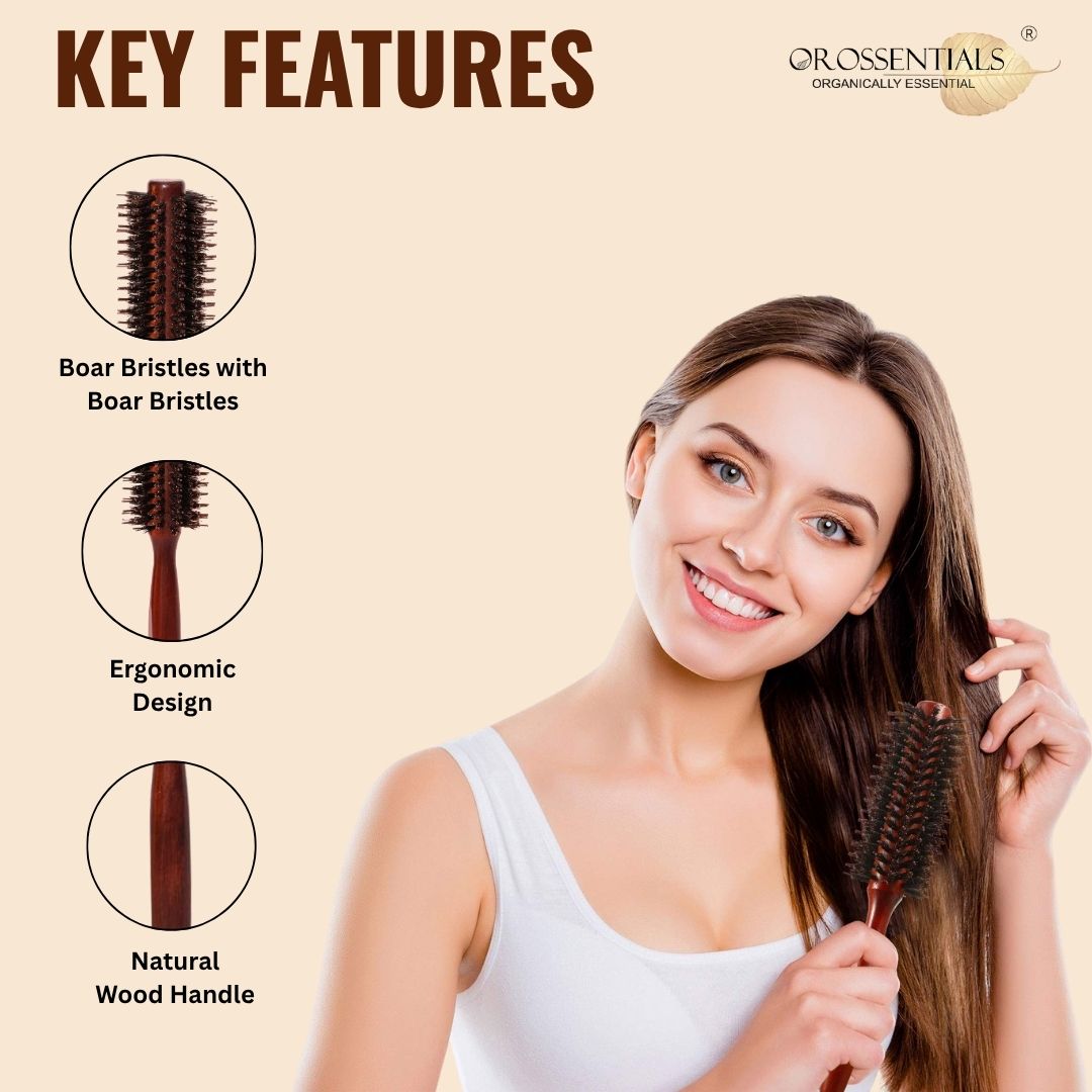 Wooden Round Hair Brush | Wooden Round Hair Brush | Men and Women [ORO-018]