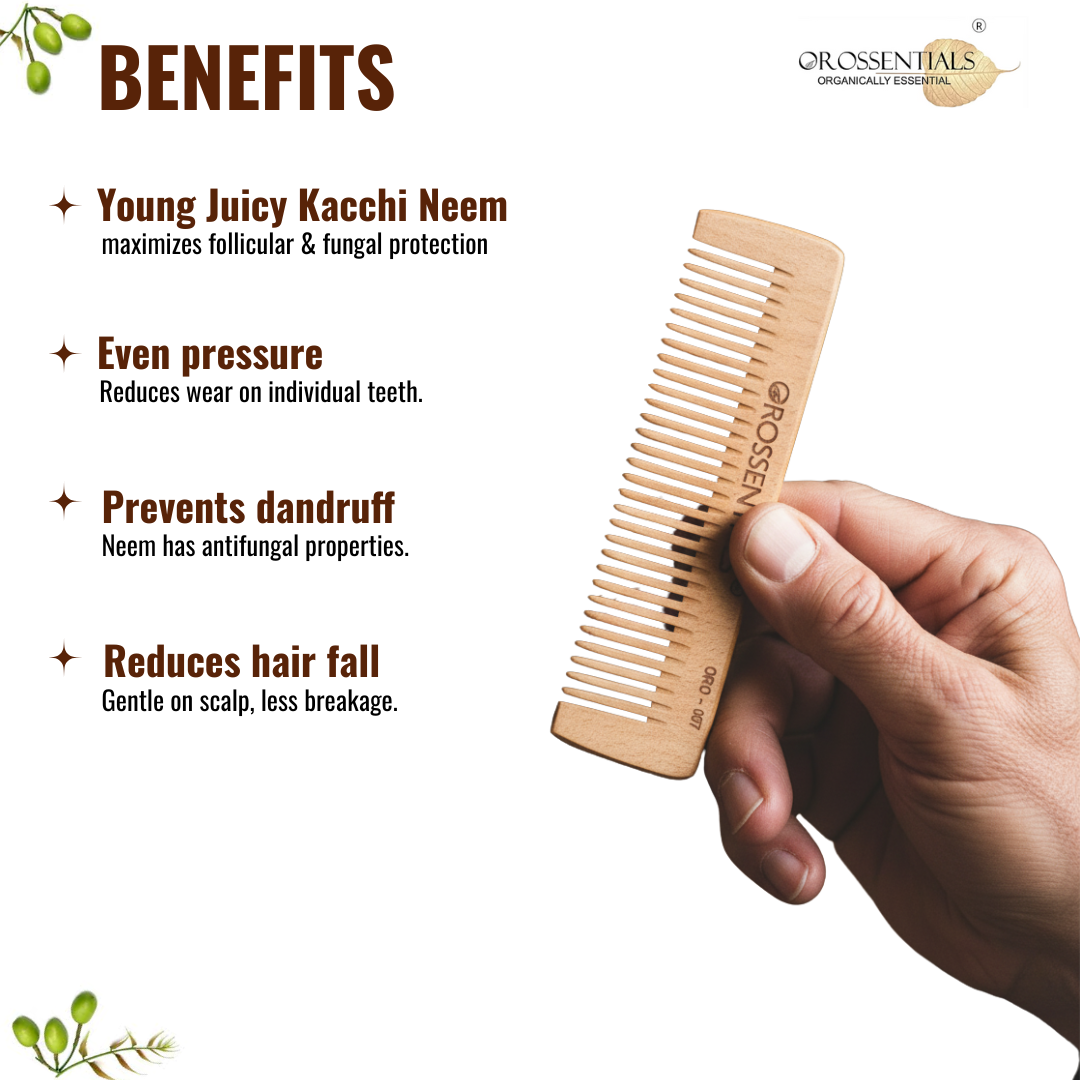 OROSSENTIALS Neem-Wooden Pocket Comb Eco Friendly Pack of 2 (ORO-007)