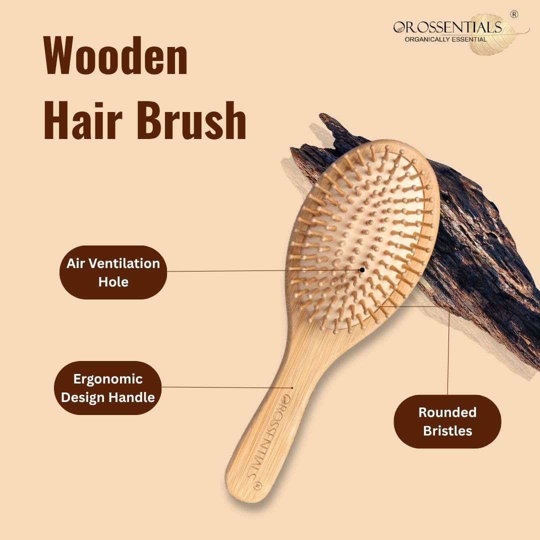 OROSSENTIALS Wooden Oval Hair Brush Big (ORO-013)