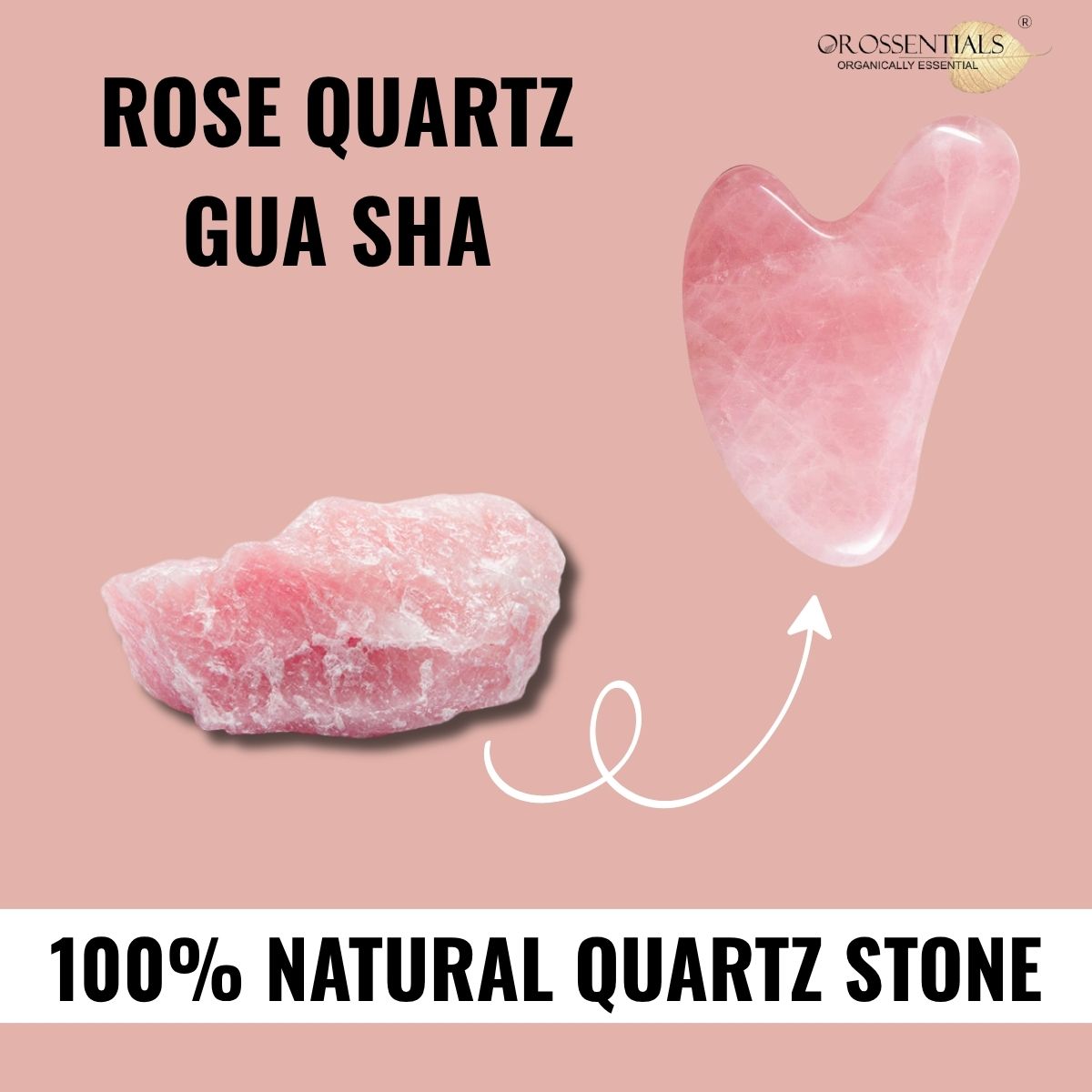 OROSSENTIALS Rose Quartz Gua Sha Tool | Rose Quartz Gua Sha Stone Face Massager (ORO-028)