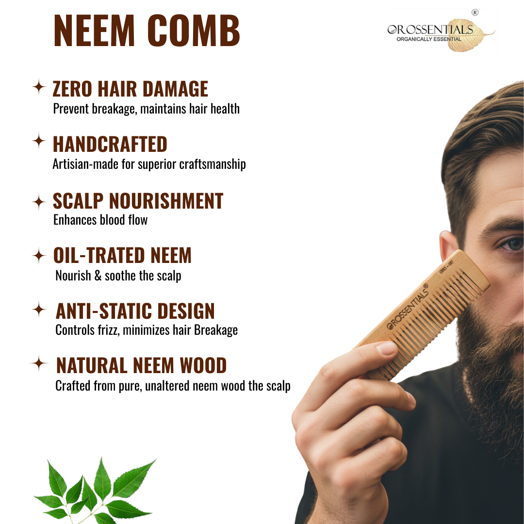 OROSSENTIALS Neem-Wooden Pocket Comb Eco Friendly Pack of 2 (ORO-007)