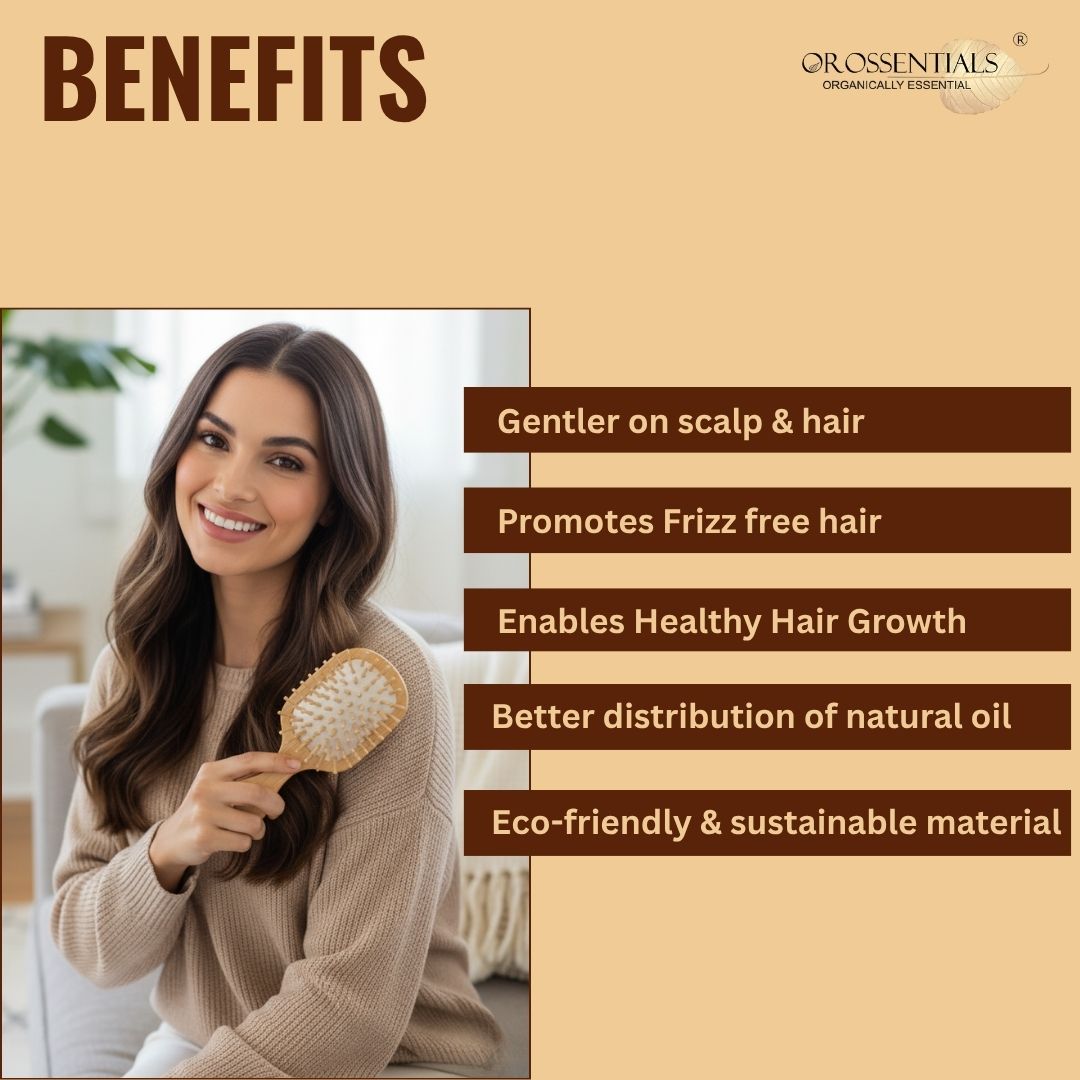 Orossentials Wooden Hair Brush Compact Size Travel Friendly (ORO-057)