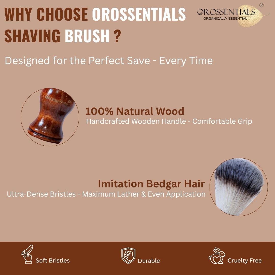OROSSENTIALS Wooden Shaving Brush For Men (ORO-021)