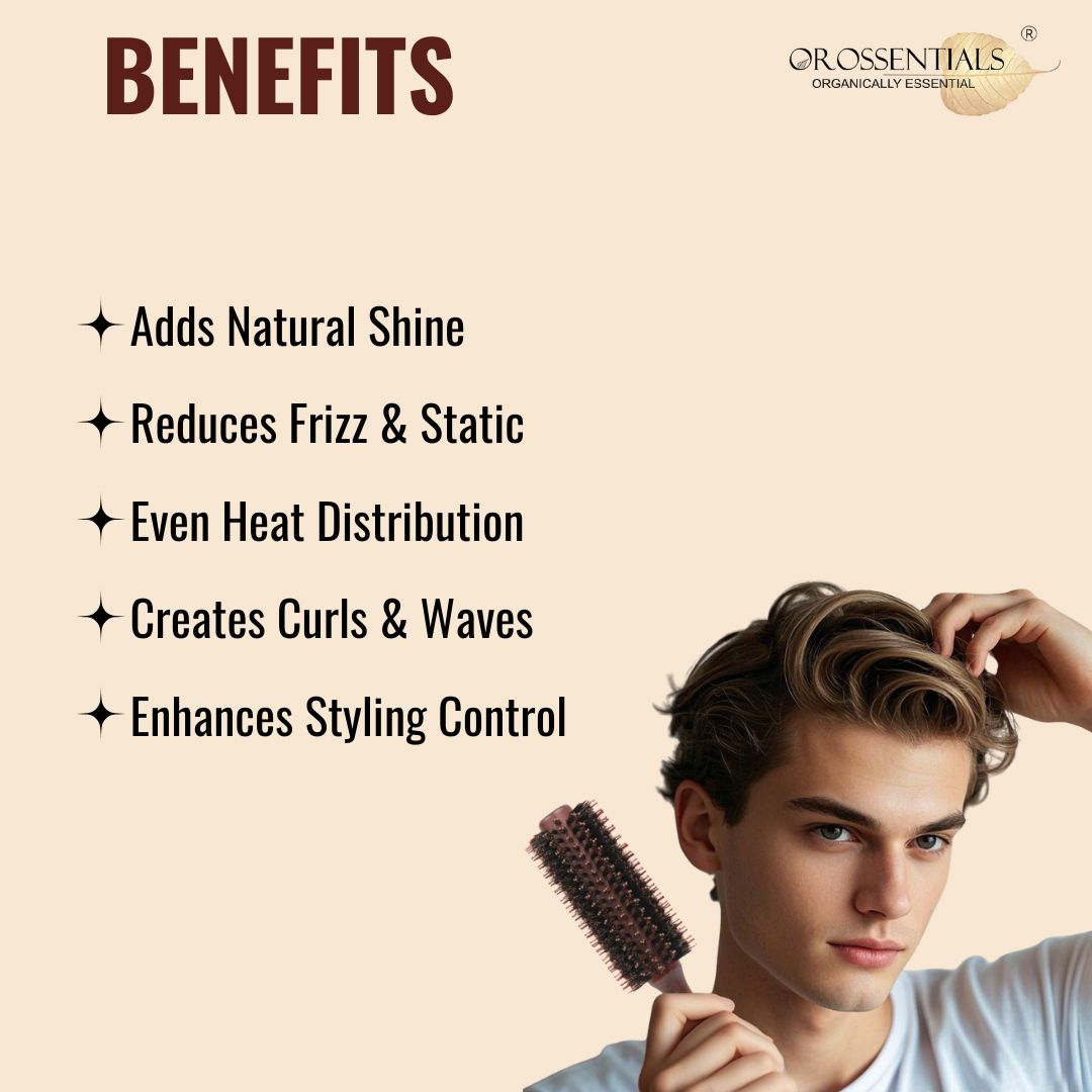 Wooden Round Hair Brush | Wooden Round Hair Brush | Men and Women [ORO-018]