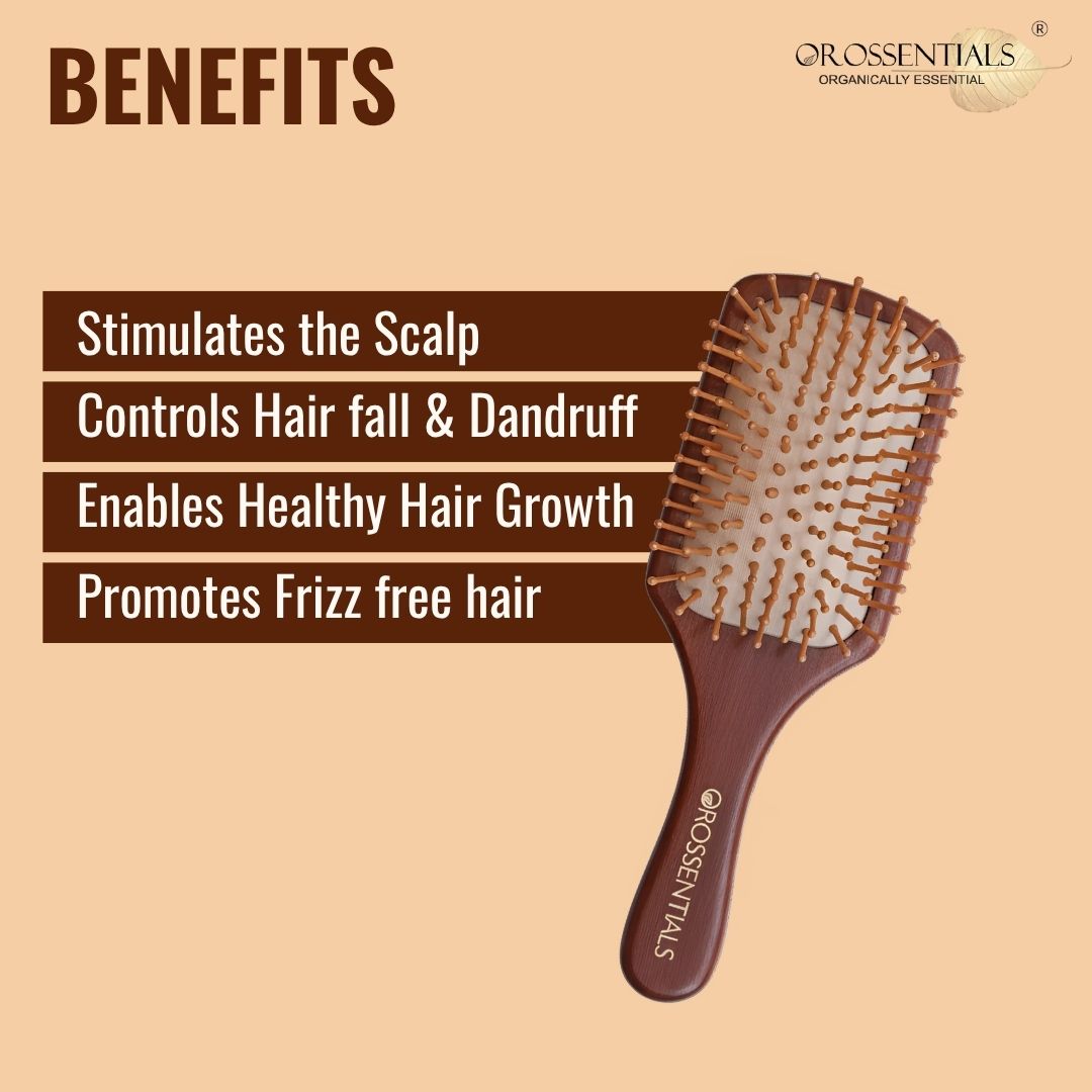 OROSSENTIALS Premium Wooden Hair Brush-Dark wood (ORO-017)