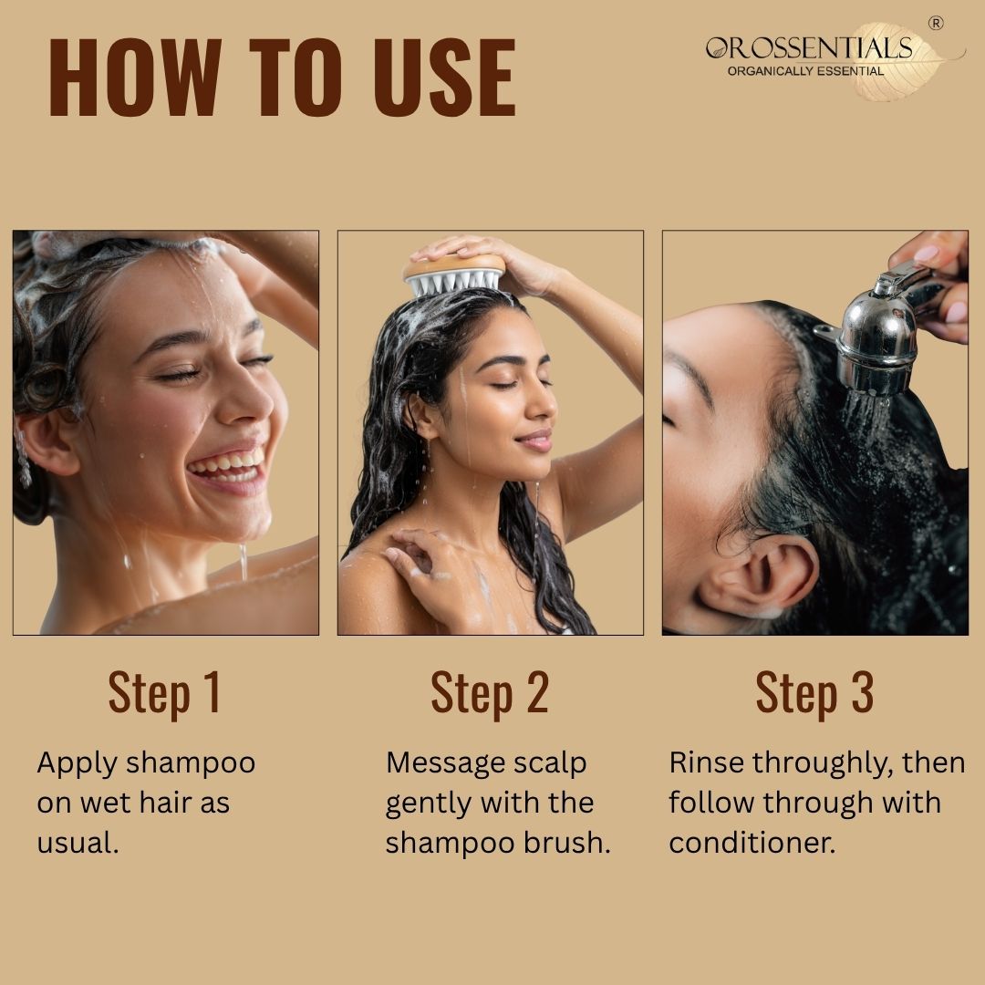 OROSSENTIALS Wooden Scalp Massager Shampoo Hair Brush With Soft Bristles Scalp Massager For Hair Growth