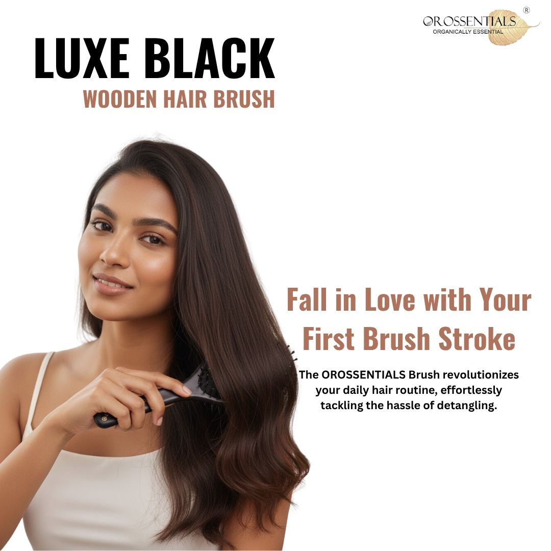 Orossentials Wooden Luxe Black Hair Brush (ORO-058)