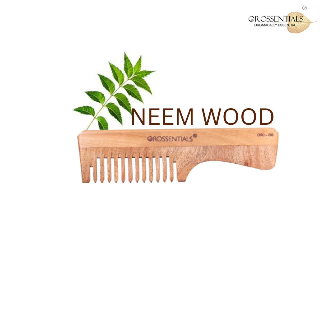 OROSSENTIALS Organic Neem wooden Comb handle wide teeth 100% (ORO-006)