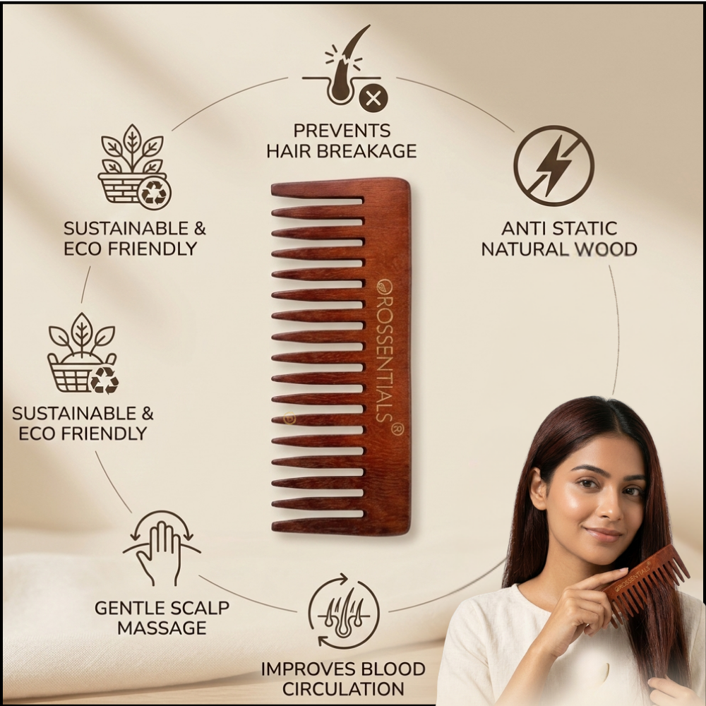 OROSSENTIALS DARK WOOD DETANGLING COMB ORO-061