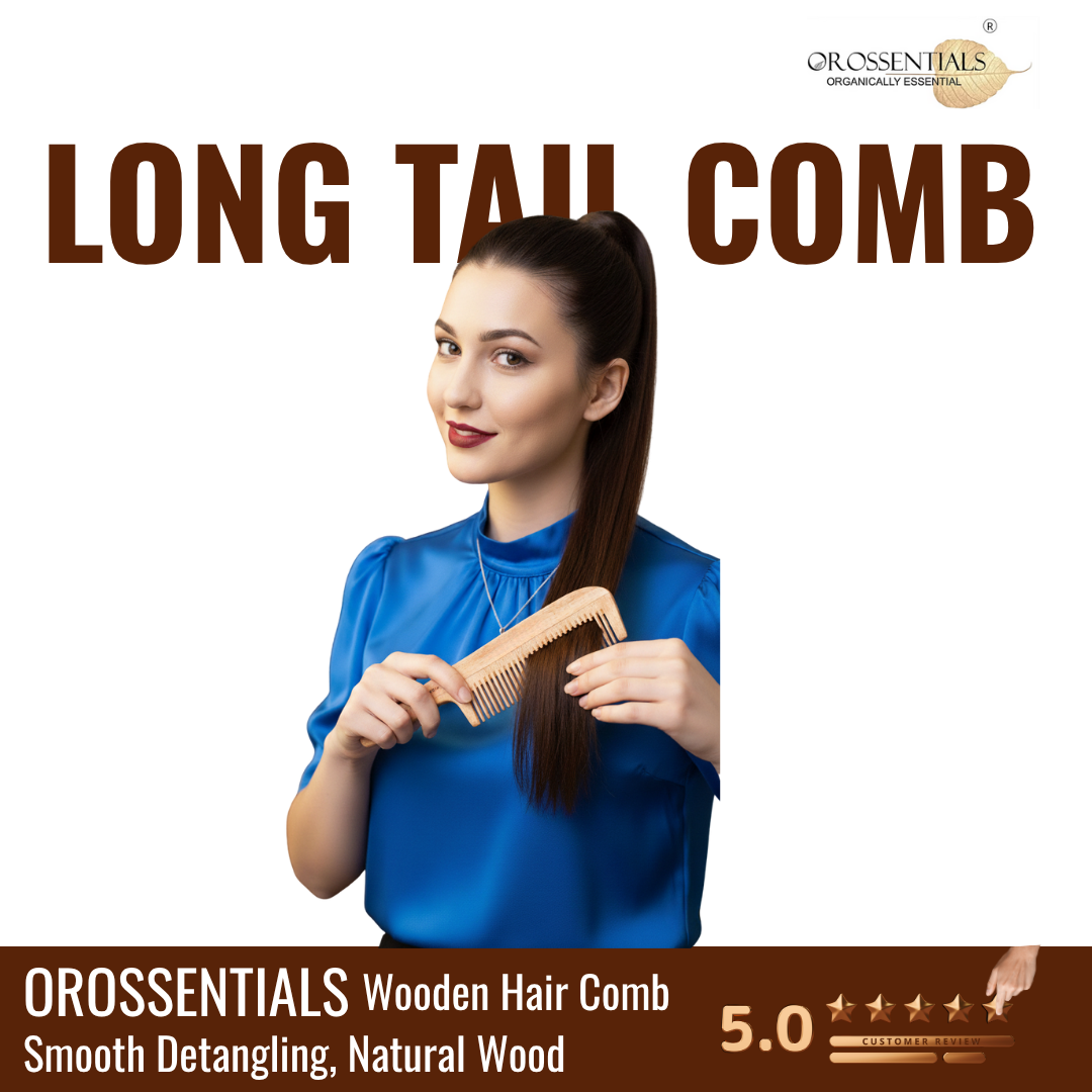 OROSSENTIALS Neem Wooden Comb long tail Natural 100% (ORO-004)