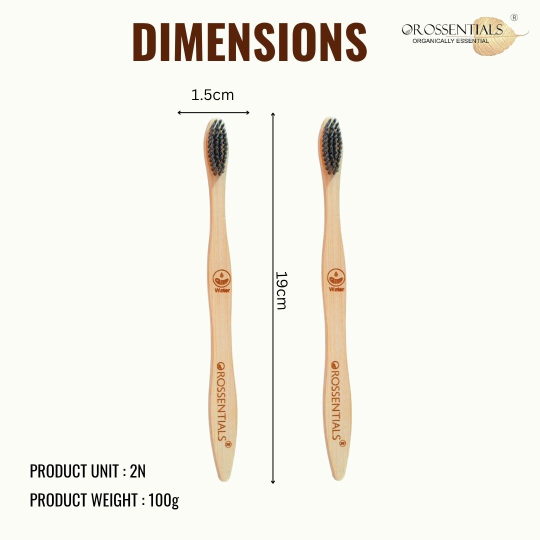 OROSSENTIALS Oral Care Bamboo Toothbrush with Soft Bristle - Pack of 2