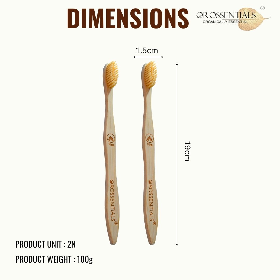 OROSSENTIALS Oral Care Bamboo Toothbrush with Ultra Soft Bristle - Pack of 2