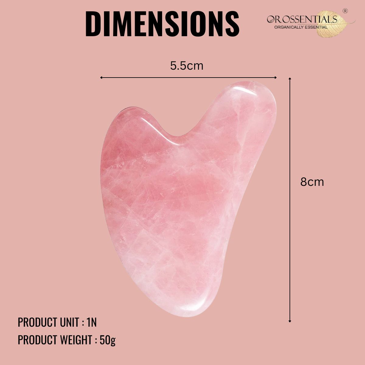 OROSSENTIALS Rose Quartz Gua Sha Tool | Rose Quartz Gua Sha Stone Face Massager (ORO-028)