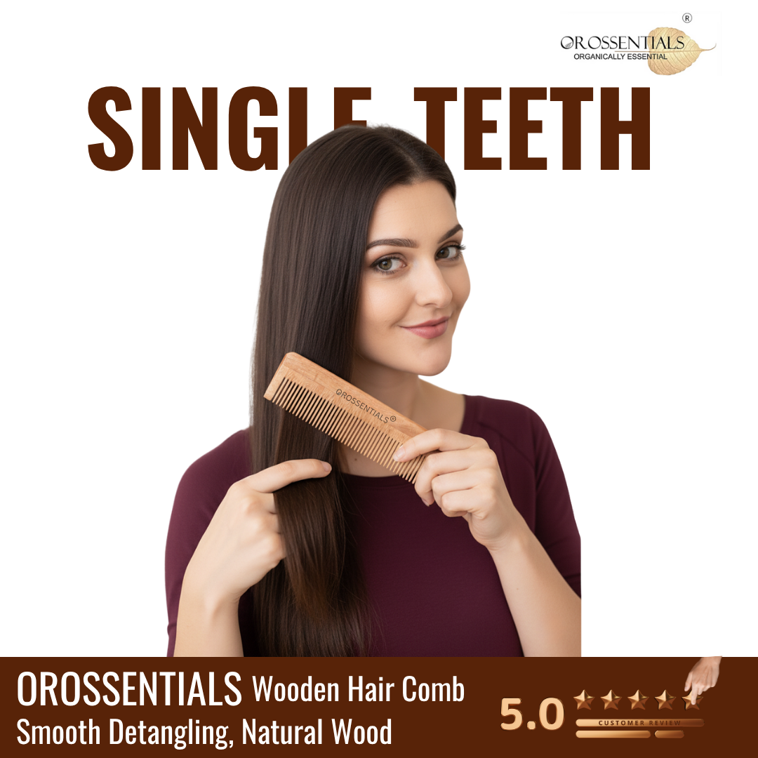 OROSSENTIALS Neem Wood Comb Single Teeth 100% (ORO-002)