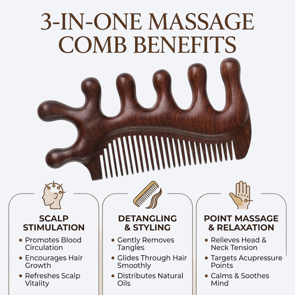 WOODEN MASSAGE COMB 3 IN 1 ORO-062