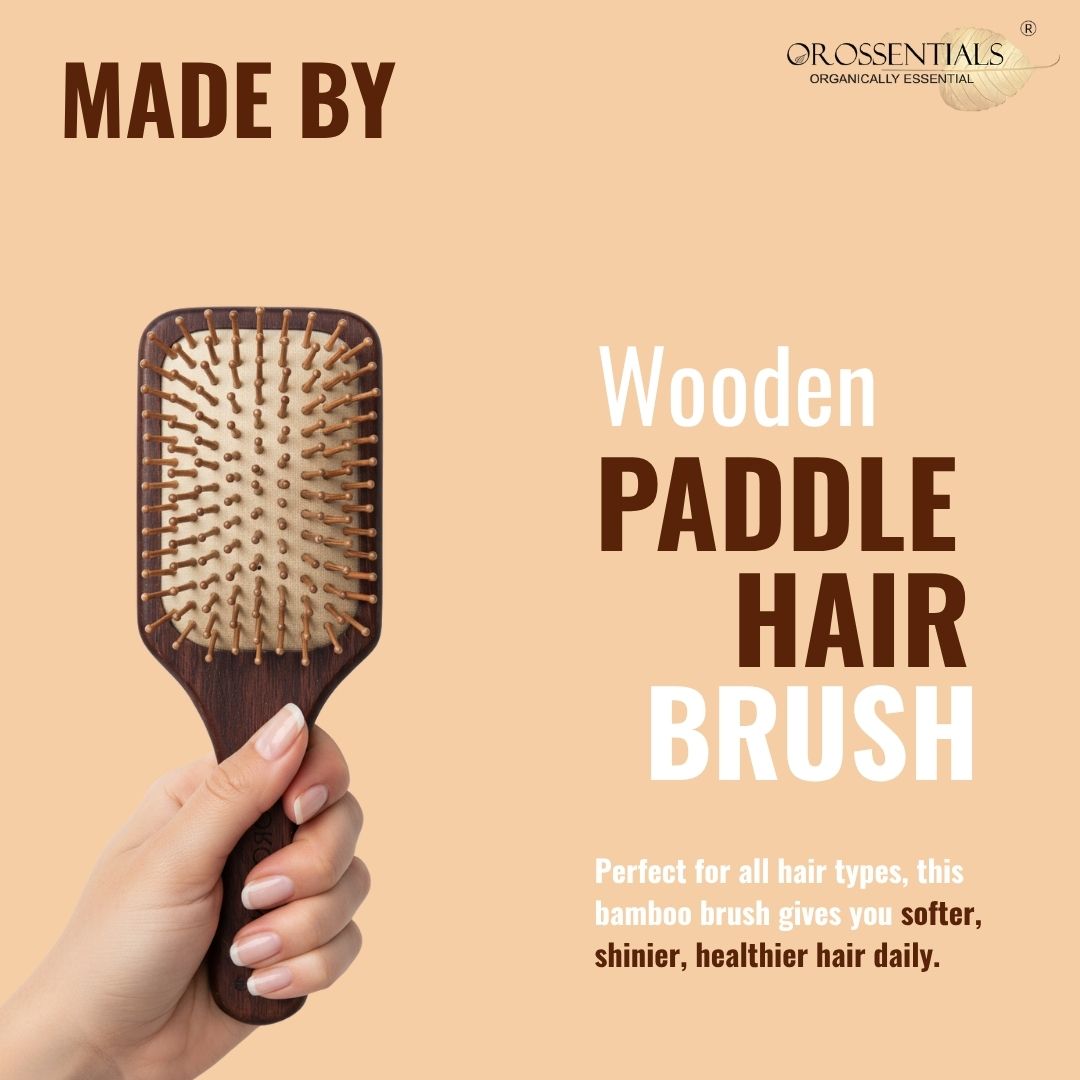 OROSSENTIALS Premium Wooden Hair Brush-Dark wood (ORO-017)