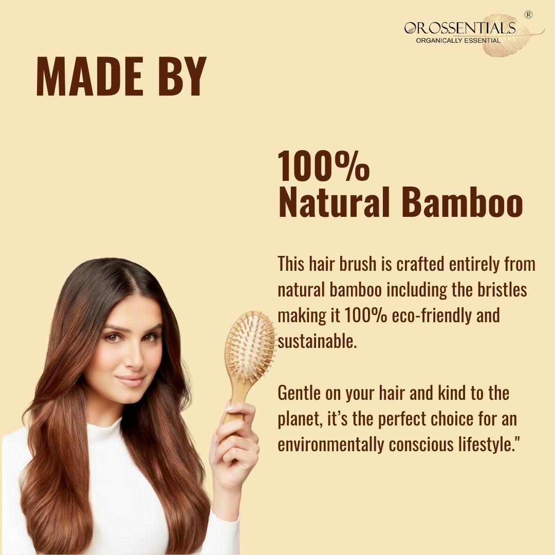 OROSSENTIALS Bamboo Hair Brush with Bamboo Bristle Travel Friendly (ORO-015)