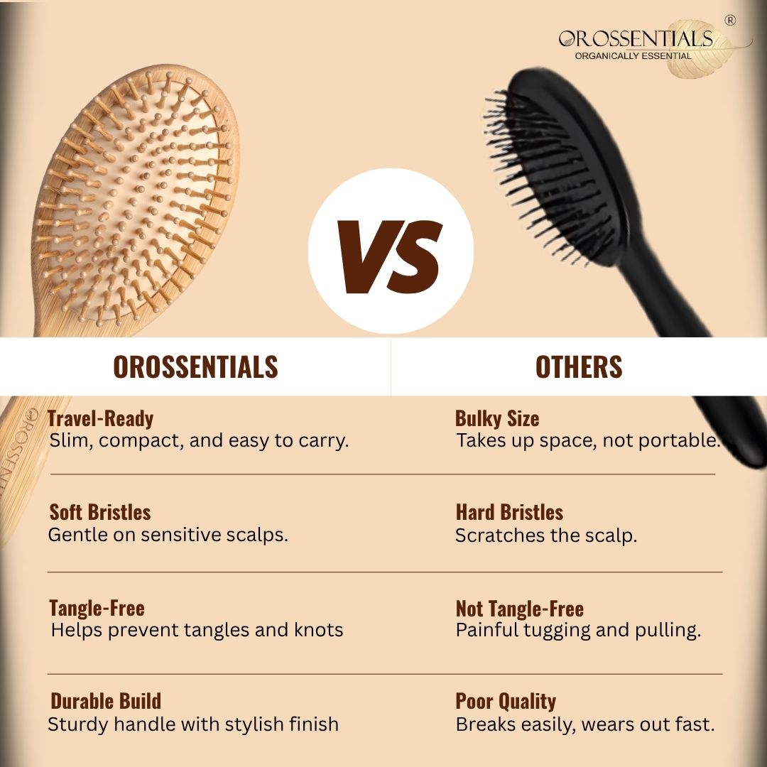 OROSSENTIALS Wooden Oval Hair Brush Big (ORO-013)