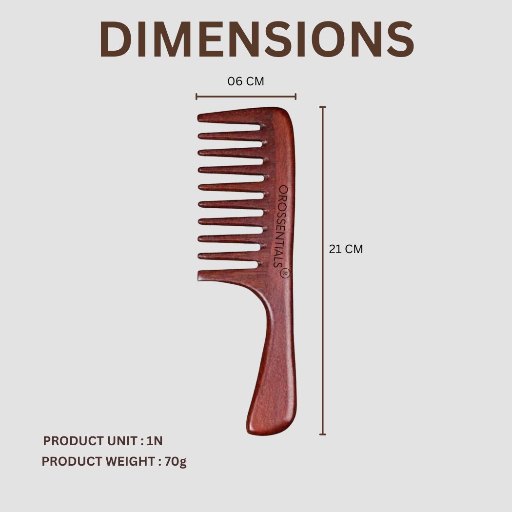 Sandalwood Hair Comb - Zero Waste Comb, 100% Wood, Plastic Free (ORO-059)