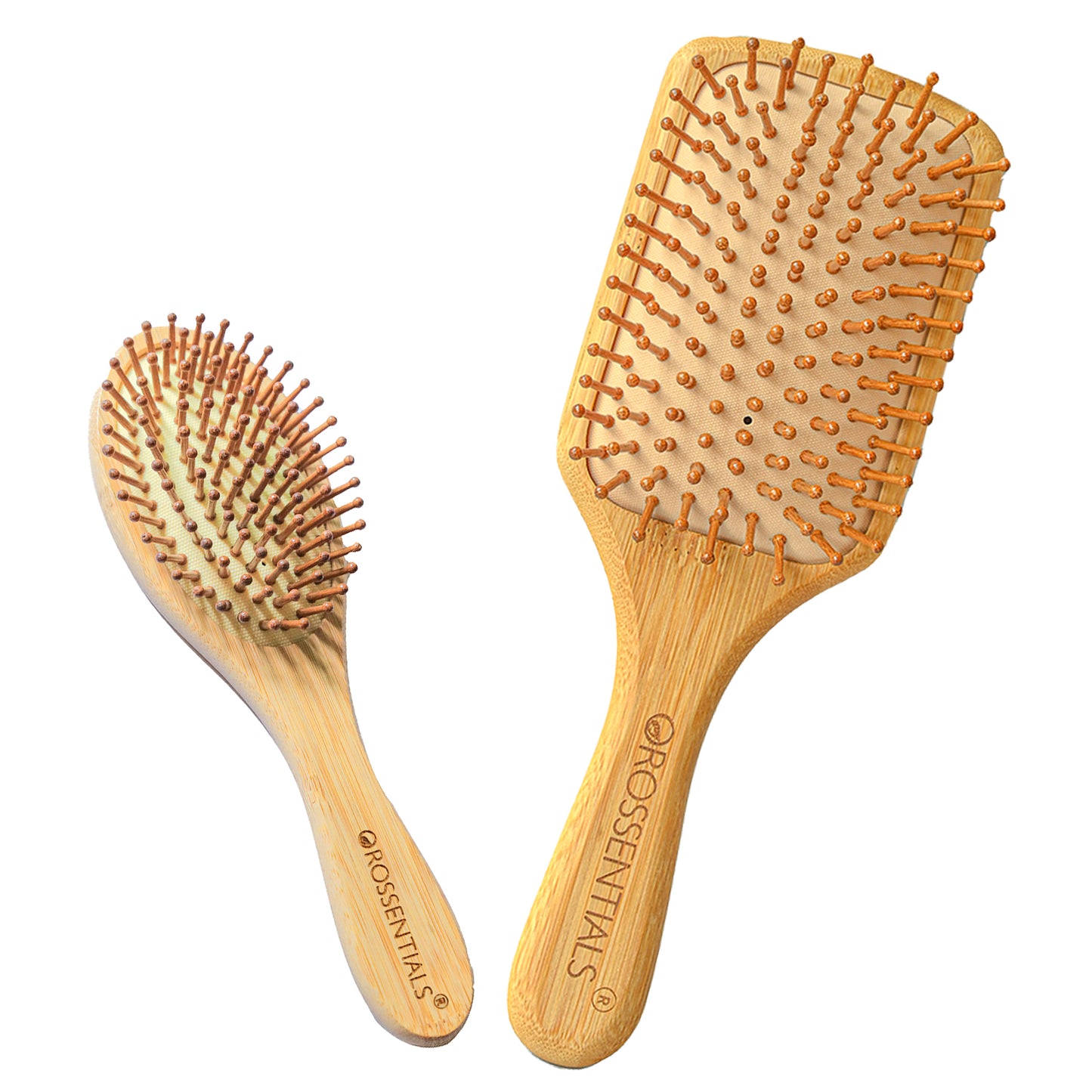 OROSSSENTIAL Hair Brush with bamboo bristles | Wooden Hair Brush for Women & Men | Wooden Brush for Hair Large Hairbrush for Women | Paddle Hair Brush Paddle Brush for Women(BC-11-14-PK2)