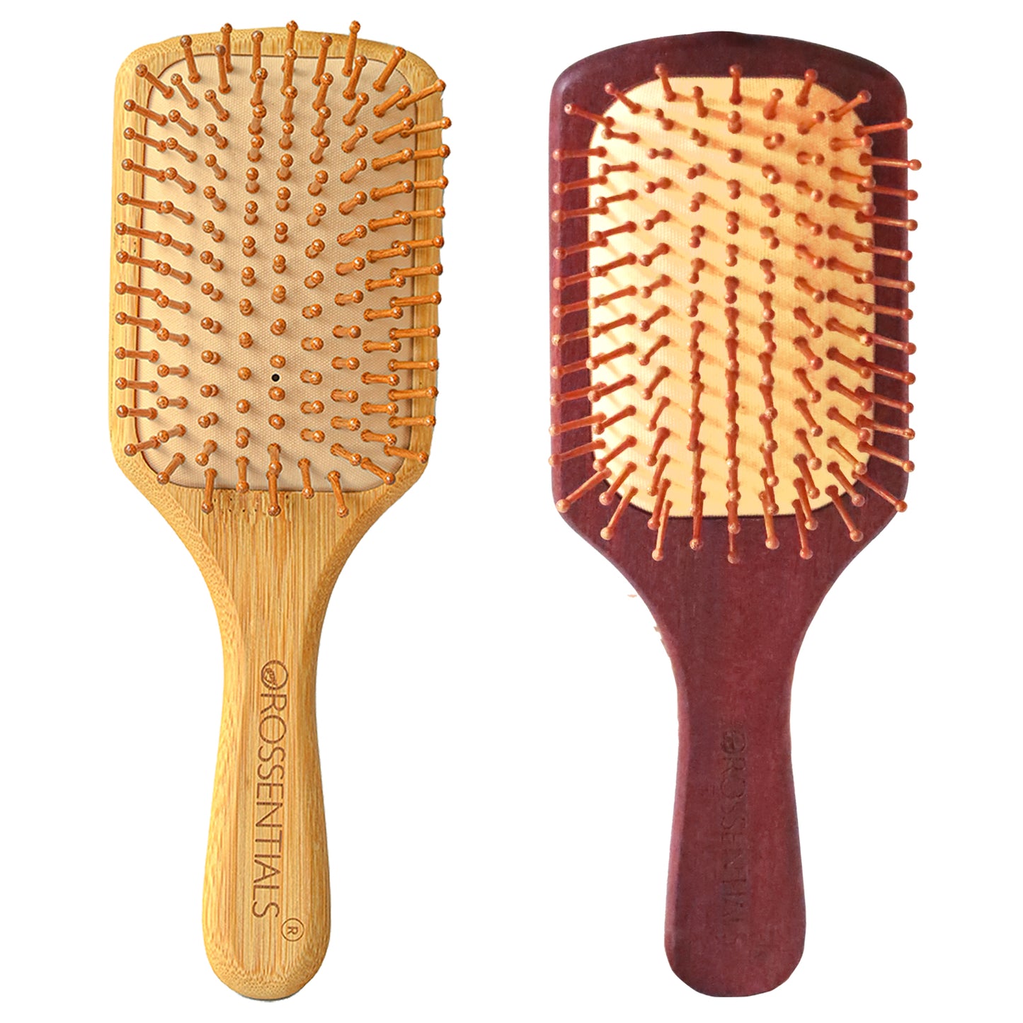 OROSSENTIALS  Bamboo Hair Brush with bamboo bristles | rectangle big & premium hair brush (BC-11-17-PK2)