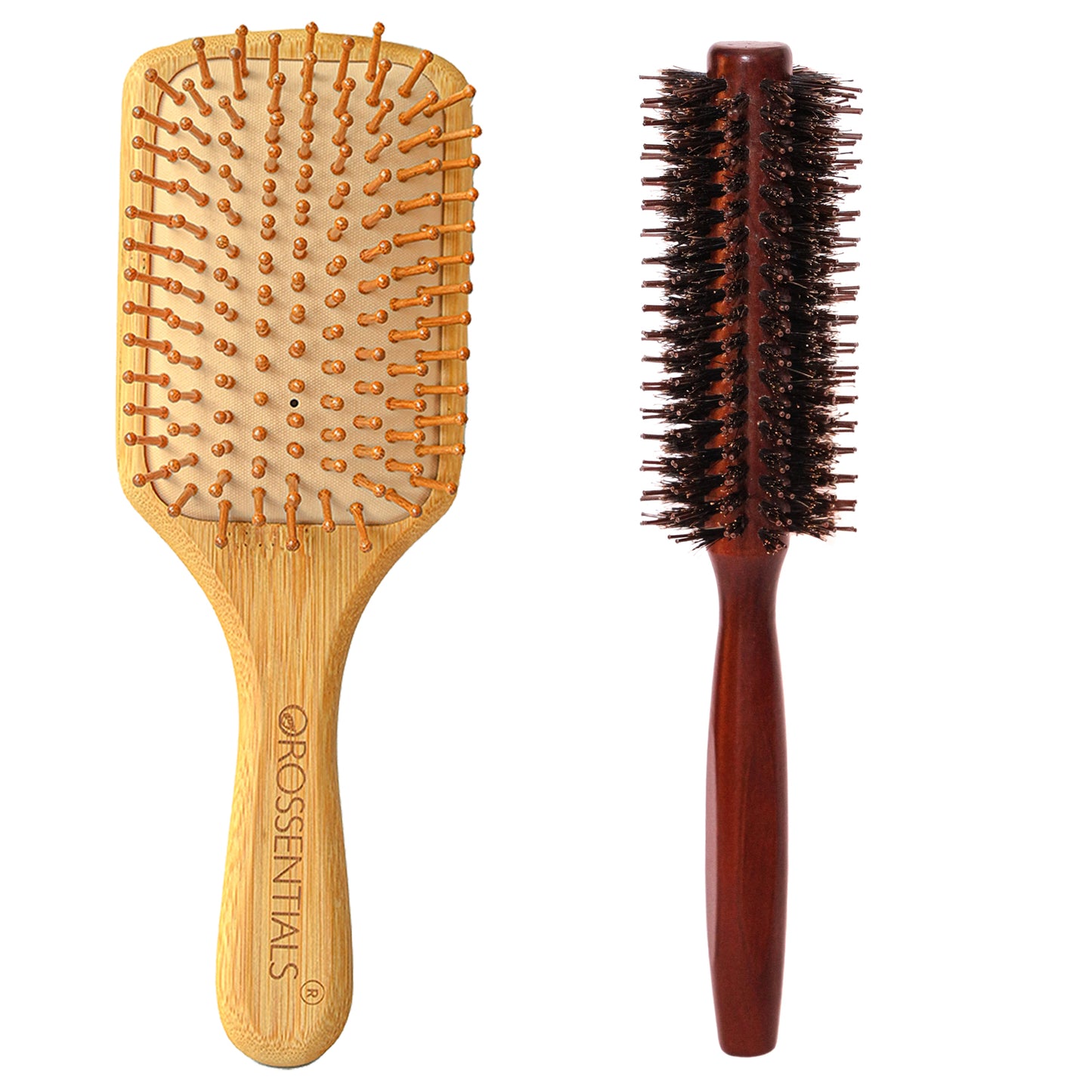 Bamboo Hair Brush with bamboo bristles | Wooden Hair Brush for Women & Men | Wooden Brush for Hair Large Hairbrush for Women | Paddle Hair Brush Paddle Brush for Women(BC-11-18-PK2)