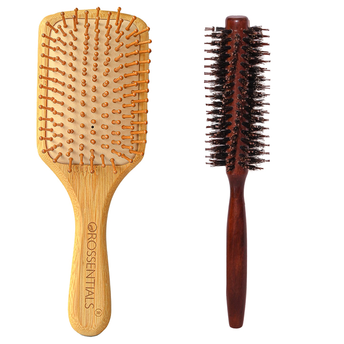 Bamboo Hair Brush with bamboo bristles | Wooden Hair Brush for Women & Men | Wooden Brush for Hair Large Hairbrush for Women | Paddle Hair Brush Paddle Brush for Women(BC-11-19-PK2)