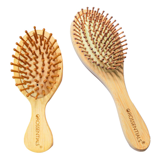 OROSSENTIALS-Wooden Hair BrushCombo Hair Brush/Natural Bristle Brush/Detangling Hair Brush/Eco-Friendly Hair Brush/Ergonomic Hair Brush/Hair Care Tools(BC-14-15)