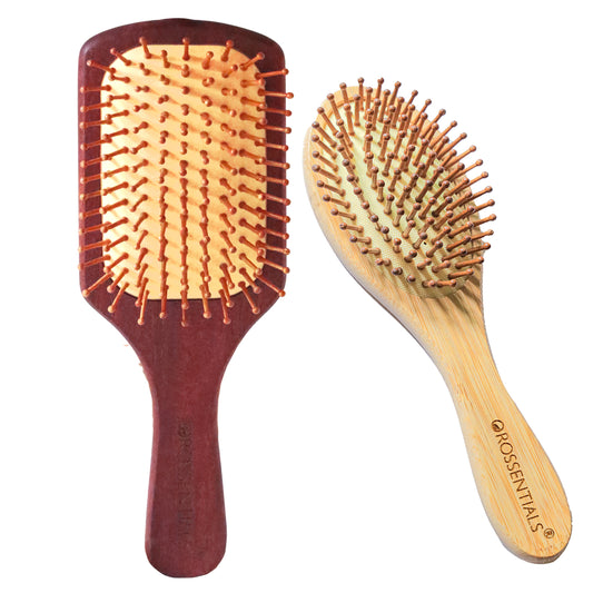 OROSSENTIALS-Wooden Hair Brush/Combo Hair Brush/Natural Bristle Brush/Detangling Hair Brush/Eco-Friendly Hair Brush/Ergonomic Hair Brush/Hair Care Tools/Sustainable Hair Brush/Smooth Finish (BC-14-17)