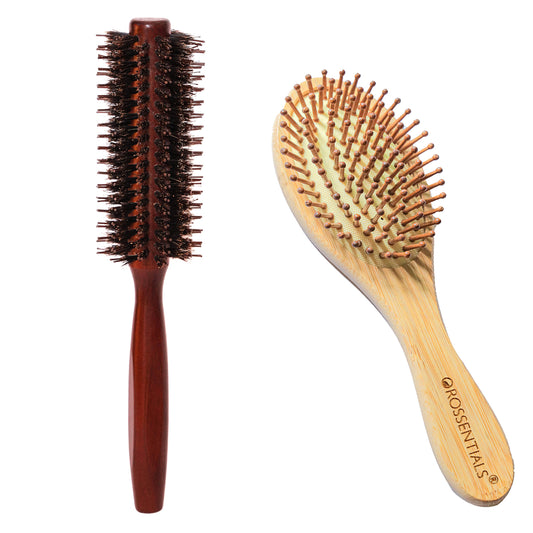 OROSSENTIALS-Wooden Hair Brush/Combo Hair Brush/Natural Bristle Brush/Detangling Hair Brush/Eco-Friendly Hair Brush/Ergonomic Hair Brush/Hair Care Tools/Sustainable Hair Brush/Smooth Finish (BC-14-18)