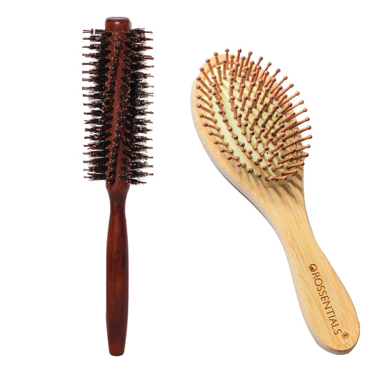 OROSSENTIALS-Wooden Hair Brush/Combo Hair Brush/Natural Bristle Brush/Detangling Hair Brush/Eco-Friendly Hair Brush/Ergonomic Hair Brush/Hair Care Tools/Sustainable Hair Brush/Smooth Finish (BC-14-19)