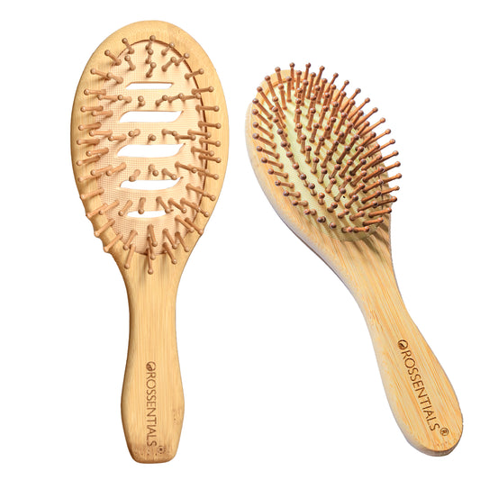 OROSSENTIALS-Wooden Hair Brush/Combo Hair Brush/Natural Bristle Brush/Detangling Hair Brush/Eco-Friendly Hair Brush/Ergonomic Hair Brush/Hair Care Tools/Sustainable Hair Brush/Smooth Finish (BC-14-49)