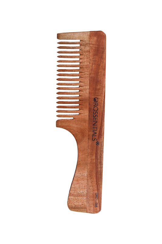 Neem Wood Comb Single teeth (With Handle) [ORO-005]