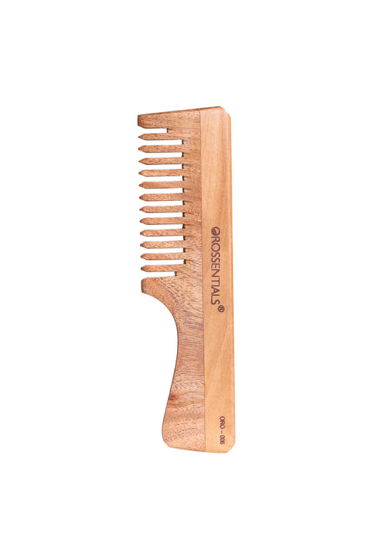 Organic Neem wooden Comb handle wide teeth 100% (ORO-006)