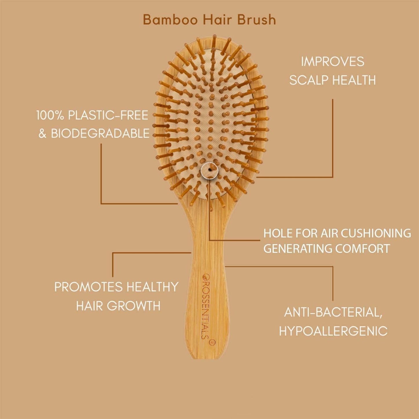 Wooden Hair brush- oval big ORO-013