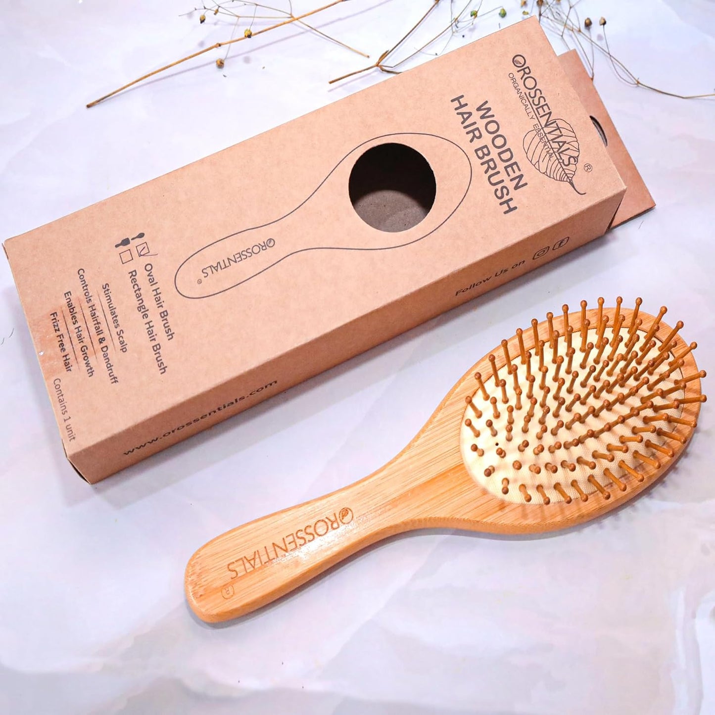 Wooden Hair brush- oval big ORO-013