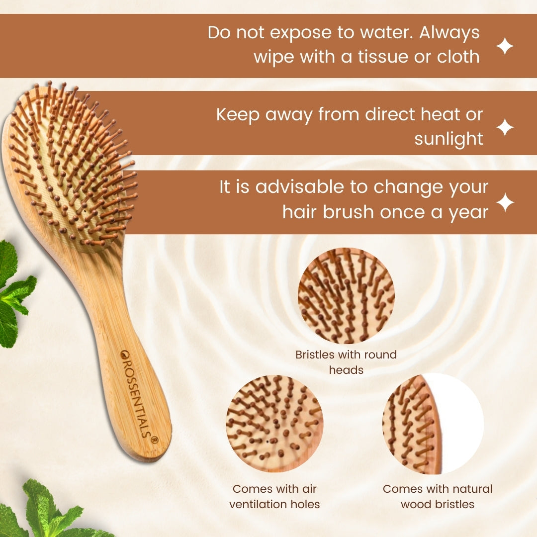 OROSSENTIALS-Wooden Hair Brush/Combo Hair Brush/Natural Bristle Brush/Detangling Hair Brush/Eco-Friendly Hair Brush/Ergonomic Hair Brush/Hair Care Tools/Sustainable Hair Brush/Smooth Finish (BC-14-49)