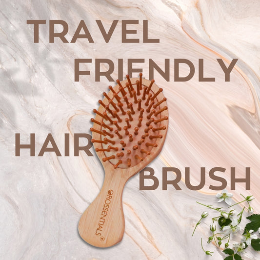 OROSSENTIALS Bamboo Hair Brush with bamboo bristles | Wooden Hair Brush for Women & Men | Wooden Brush for Hair Small Hairbrush for Women | Paddle Hair Brush Paddle Brush for Women Travel FriendlyORO-015