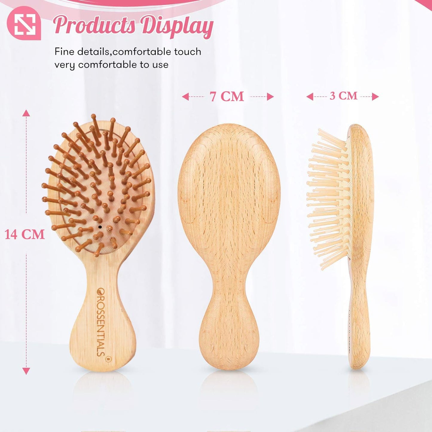 OROSSENTIALS Bamboo Hair Brush with bamboo bristles | Wooden Hair Brush for Women & Men | Wooden Brush for Hair Small Hairbrush for Women | Paddle Hair Brush Paddle Brush for Women Travel FriendlyORO-015