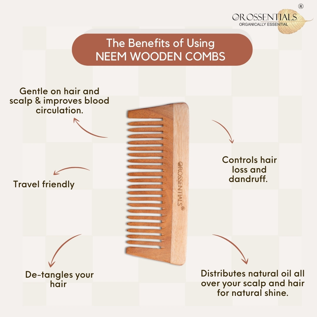 OROSSENTIALS neem wooden combs- dntangle ORO-009