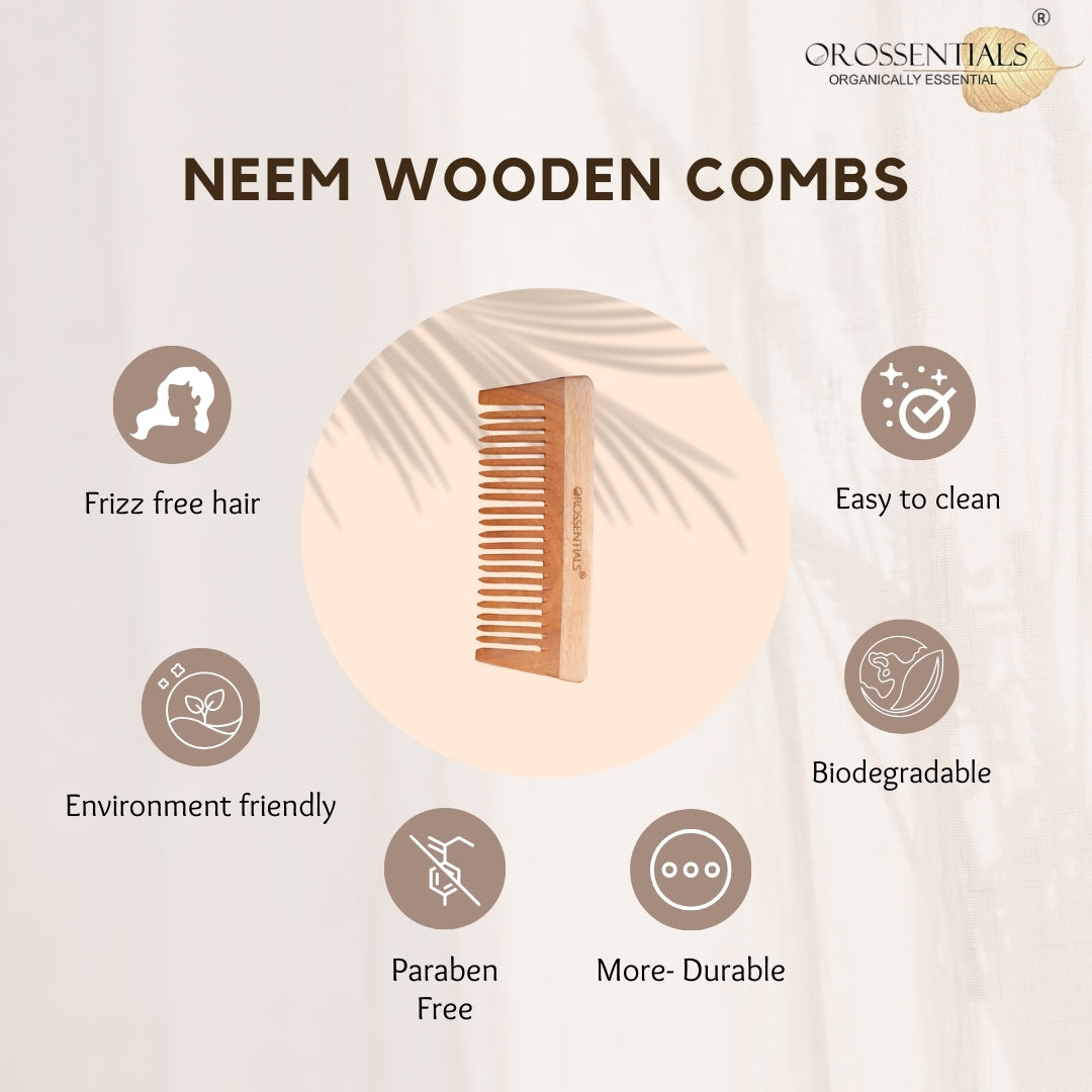 OROSSENTIALS neem wooden combs- dntangle ORO-009