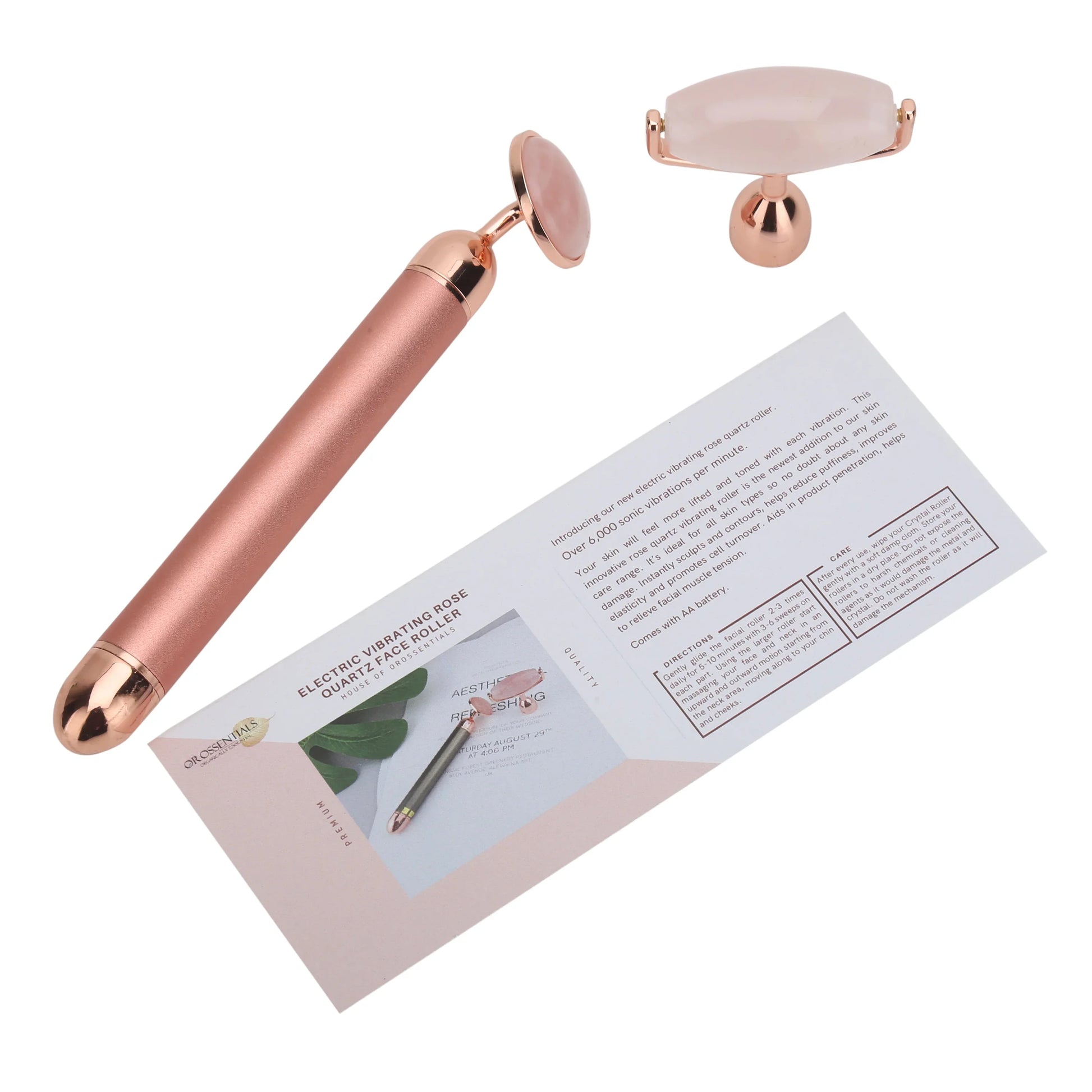 100% Authentic Electric Rose Quartz vibrating Face Roller (Pink) Orossentials 100% Authentic Electric Rose Quartz vibrating Face Roller (Pink) Orossentials