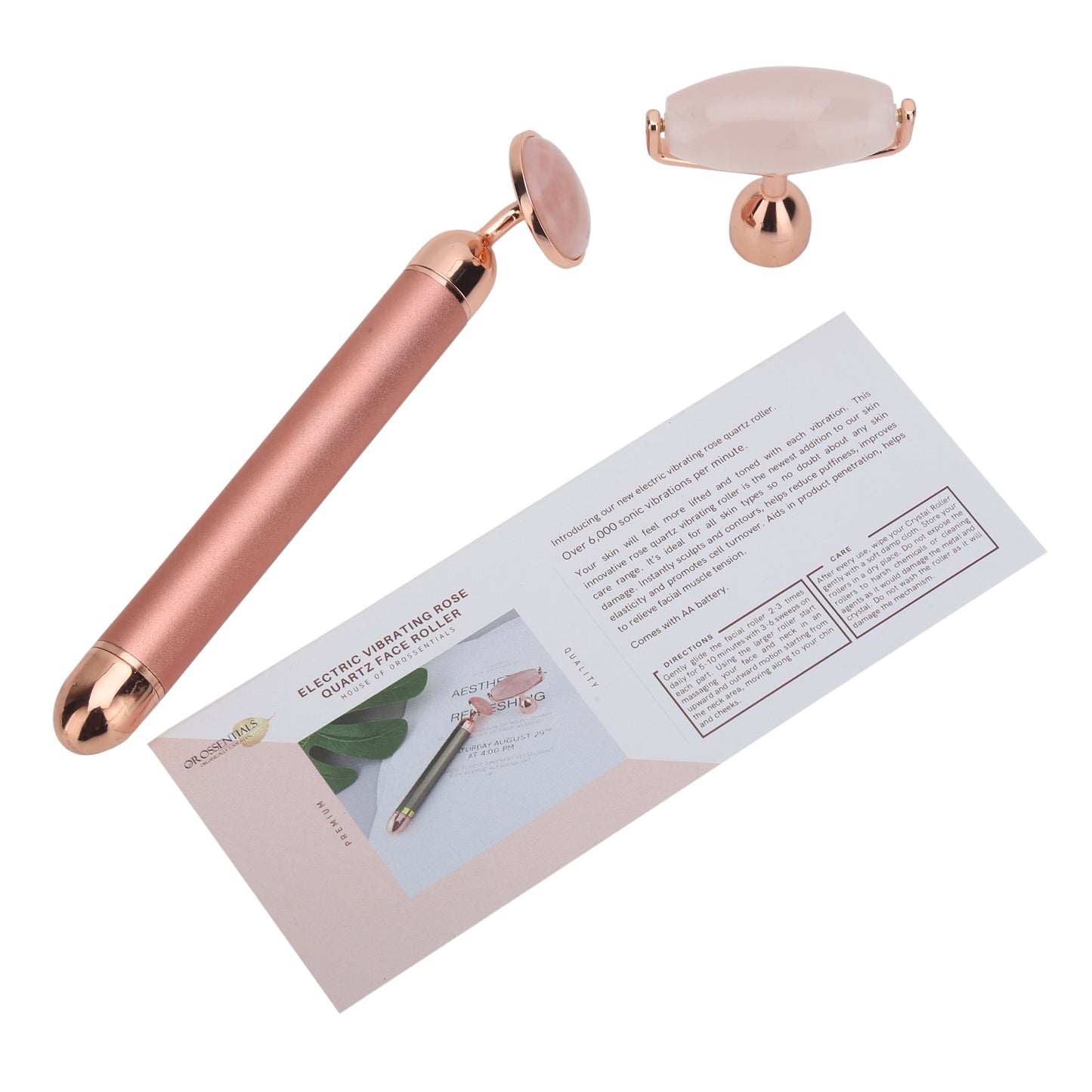 OROSSENTIALS electric vibtrating face roller pink handle ORO-033