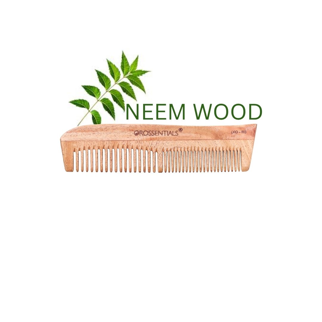 Orossentials Organic Neem Wooden Comb two in one   100% (ORO-003)