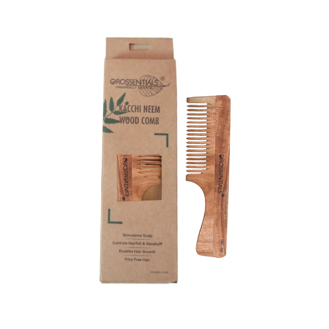 Neem Wood Comb Single teeth (With Handle) [ORO-005]
